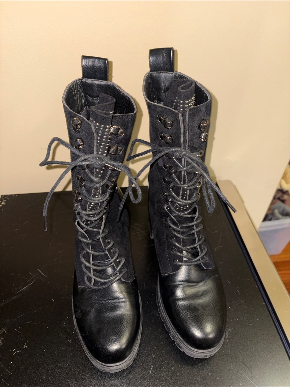 Forever 21 Black Lace-Up Combat Boots